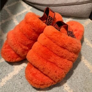 UGG Orange Fluffy Slippers